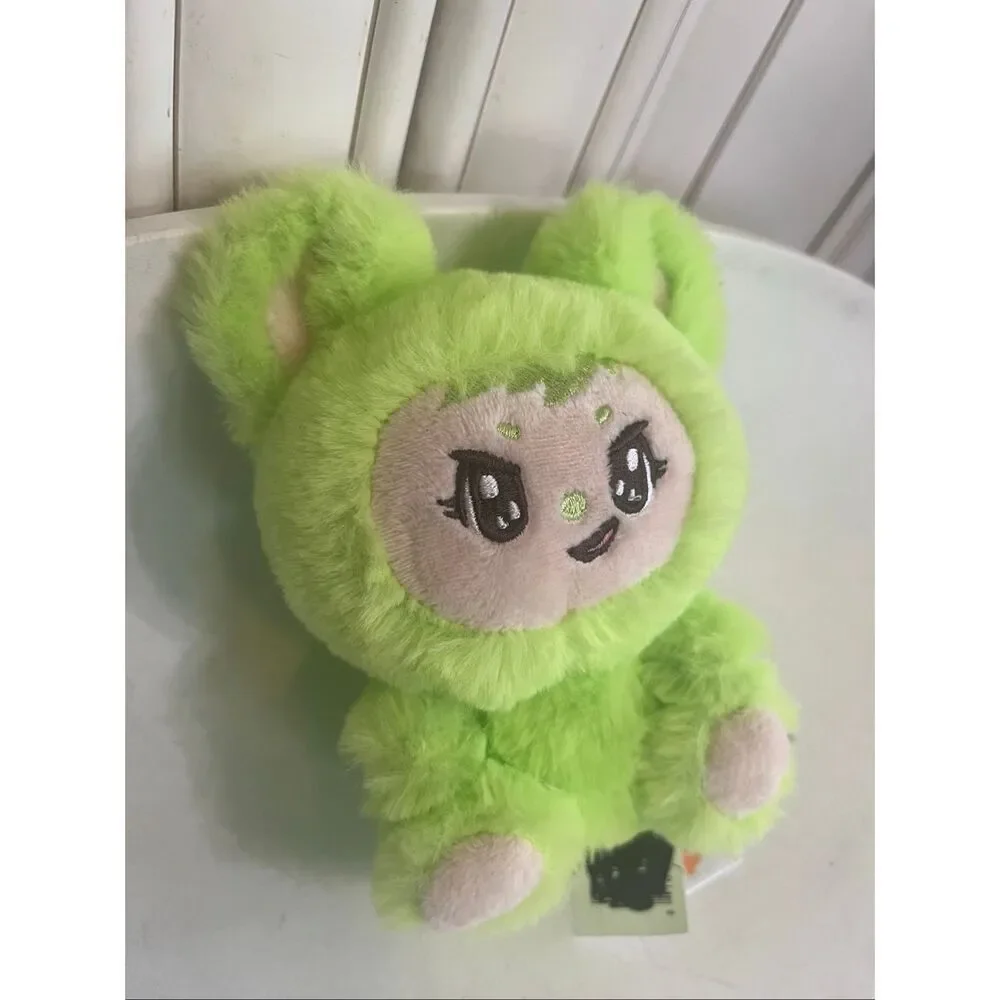 LaBabies Zuzu Spring Monster Clip Plush Toy Stuffed Animal Lime Green Tan NWOT
